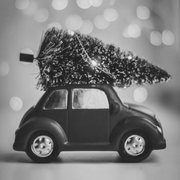 Christmas car with tree on top