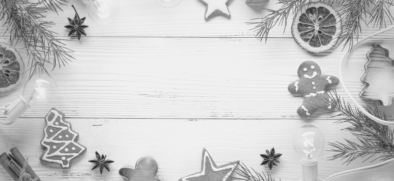 Christmas cookies, festive spices and fairy lights