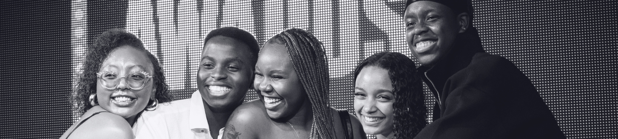 A group of students celebrating award win