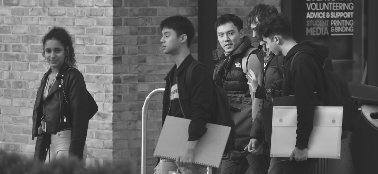 Students walking on campus