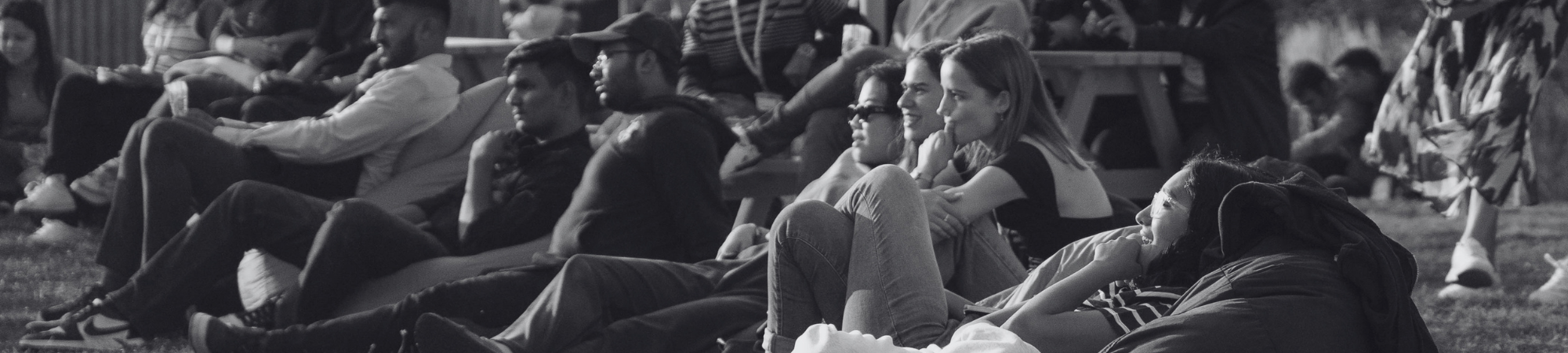Group of students sitting on beanbags