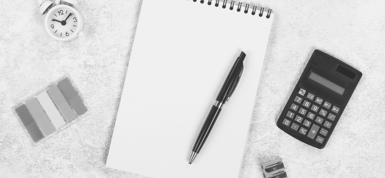 Notepad, calculator, and sticky notes