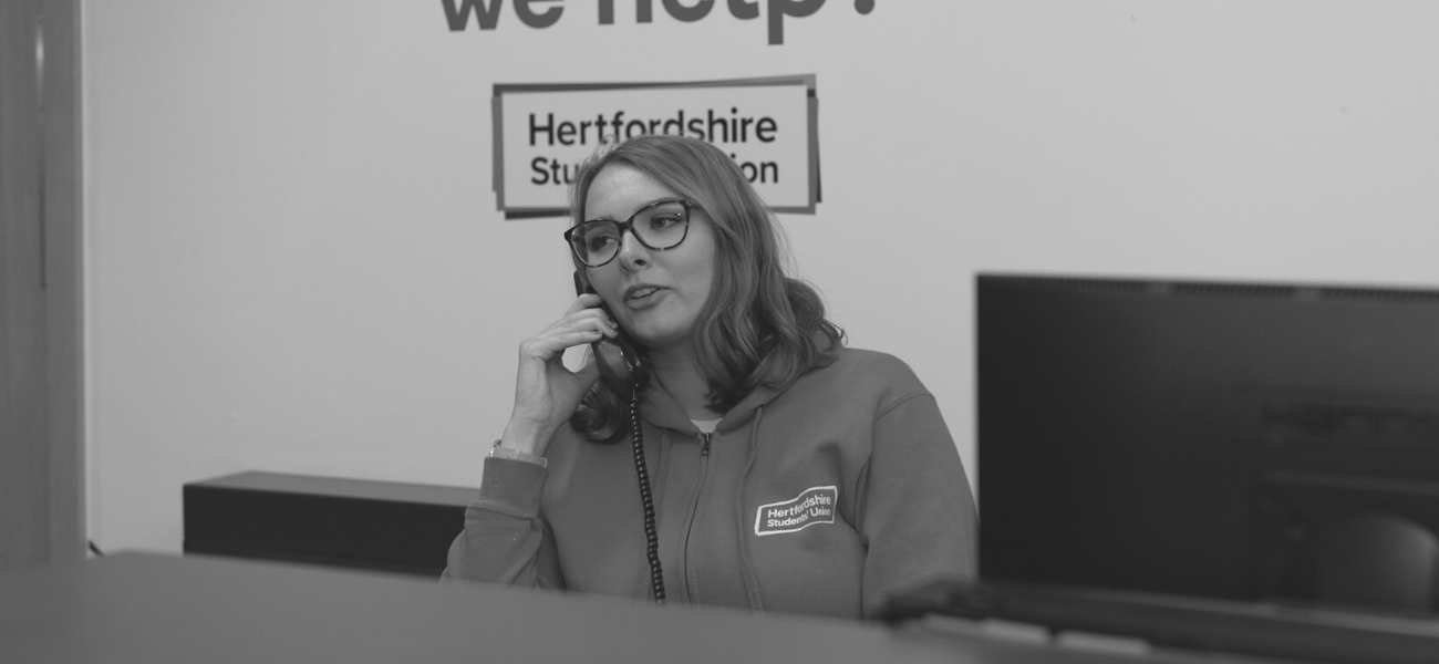 A staff member taking a phone call