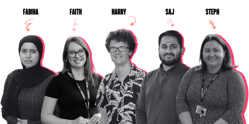 Picture of your Elected Officers with text bubbles that read 'Hello Herts!' and 'We're Your Elected Officers'