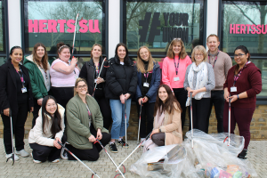 Staff posing at their litter pick
