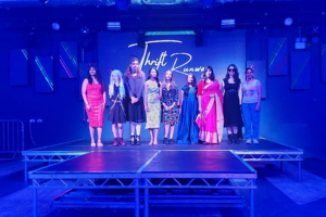 Students posing on the Thrift Runway
