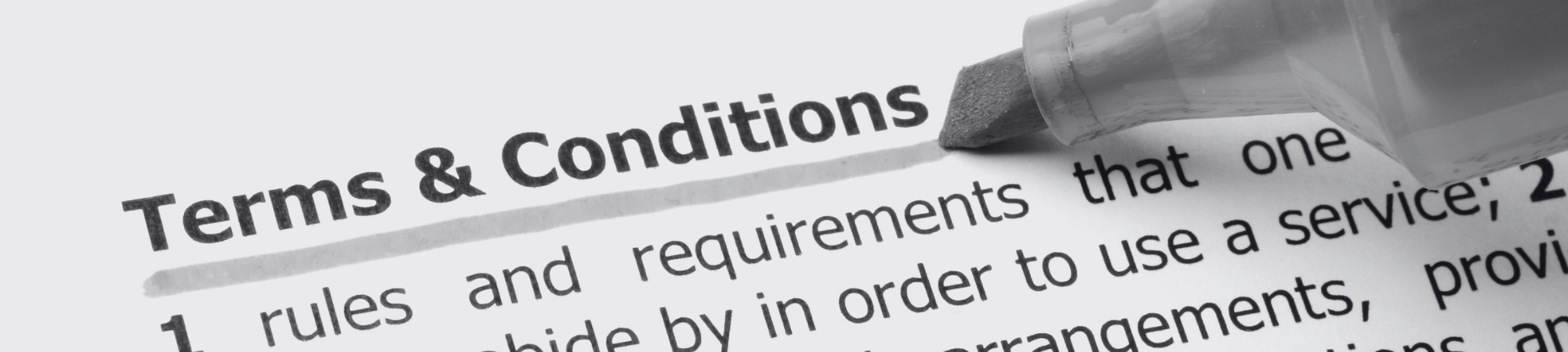 Dictionary definition of terms and conditions