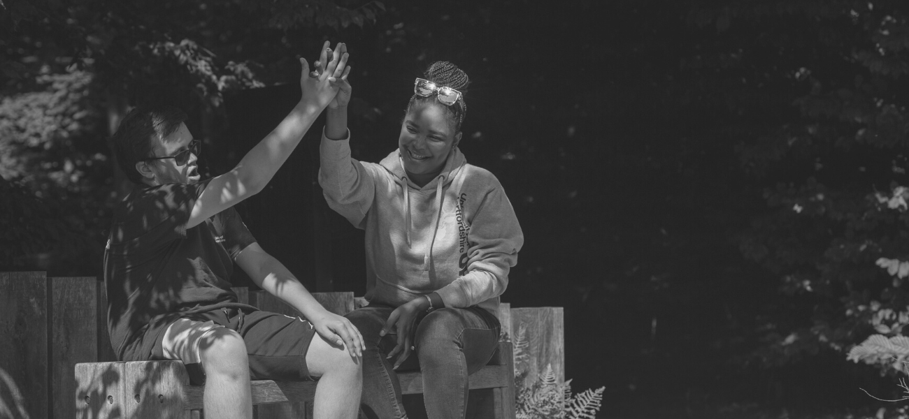 Students high-fiving